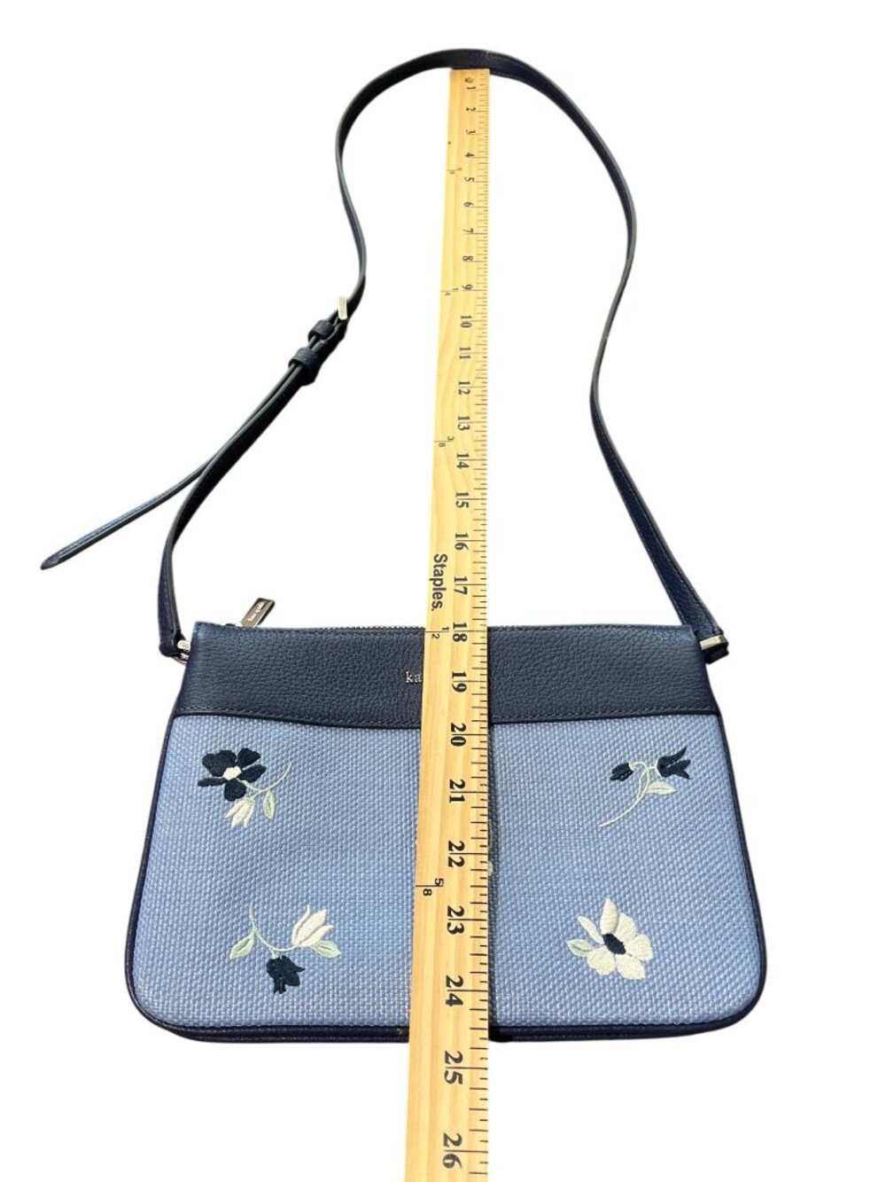 Kate Spade Leila Triple Gusset Crossbody Bag Blue Floral With Adjustable Strap - Picture 3 of 6